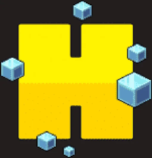 Identidad visual de Habbo Avatars: una H amarilla con cubos de hielo